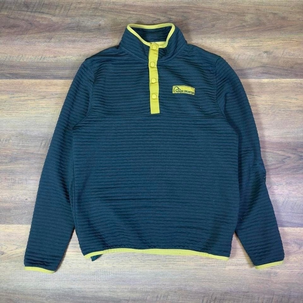Ducks Unlimited Men's Fleece Pullover‎ No Tag Dark Green Snap Collar
